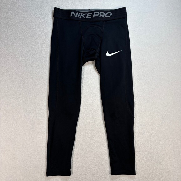 Nike Pro 3/4 Tights Men's M Black Dri-Fit Compression Stretch Swoosh Logo BV5643 - Picture 1 of 14